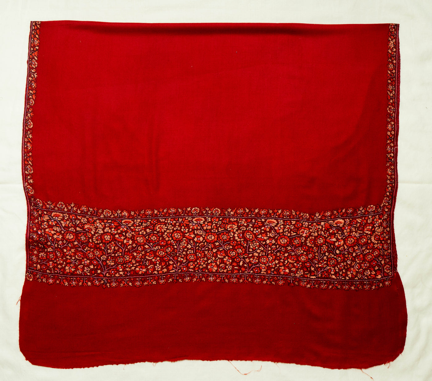 Laal-e-Bahar – Sozni Hand-Embroidered Merino Wool Shawl