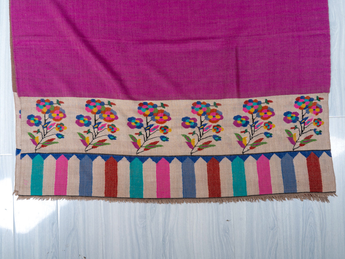 Magenta Whisper Pure Pashmina Hand Woven Kani Shawl