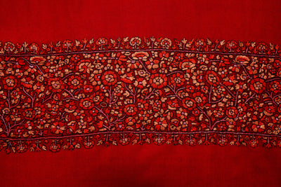 Laal-e-Bahar – Sozni Hand-Embroidered Merino Wool Shawl