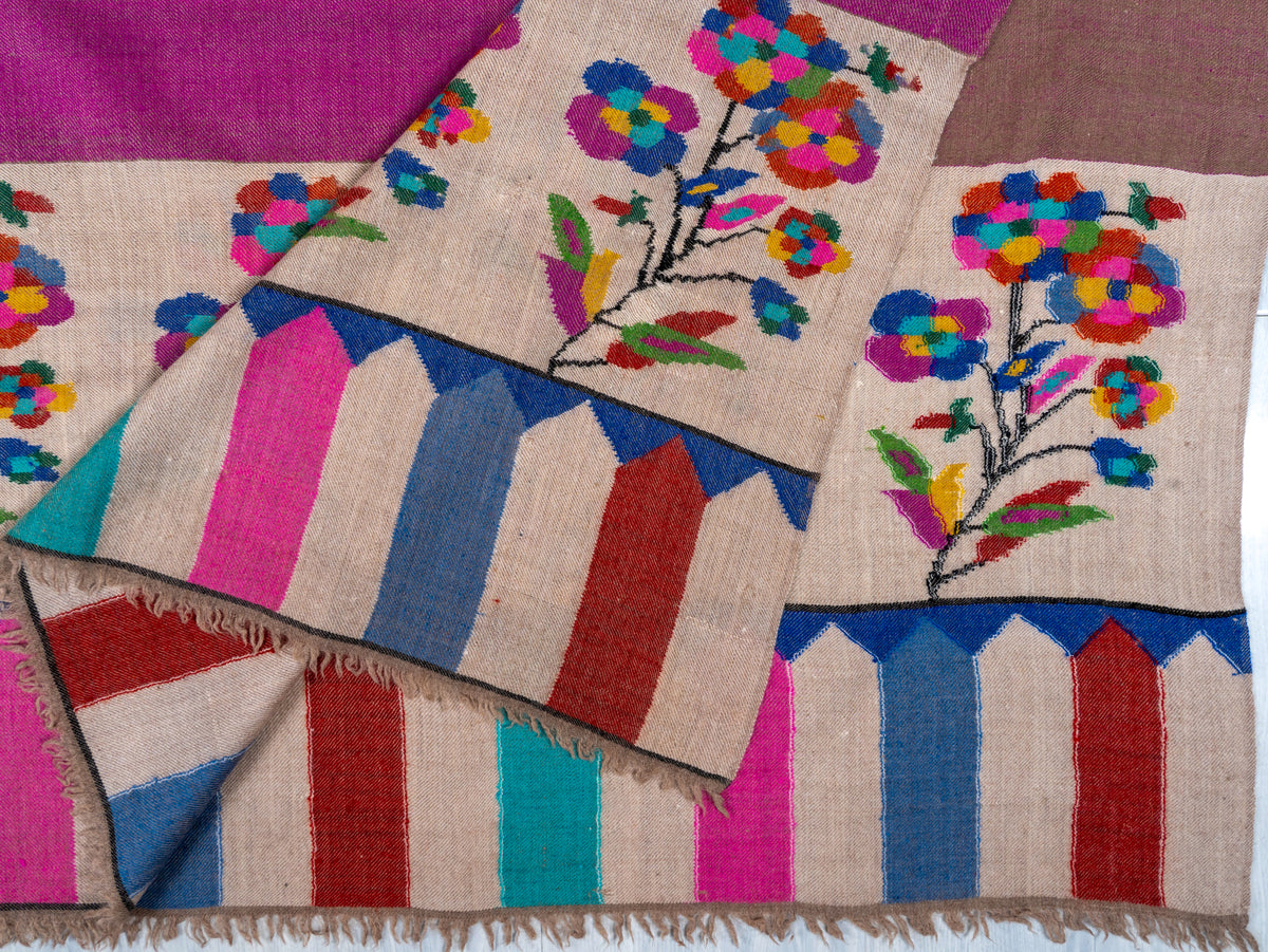 Magenta Whisper Pure Pashmina Hand Woven Kani Shawl