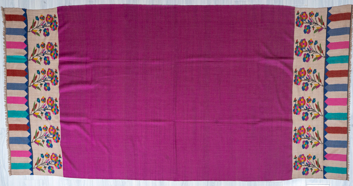 Magenta Whisper Pure Pashmina Hand Woven Kani Shawl