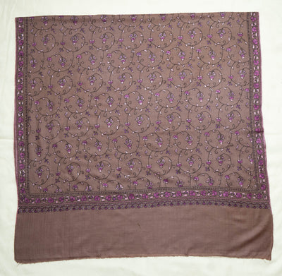 Fiza-e-Gul – Sozni Hand-Embroidered Merino Wool Shawl