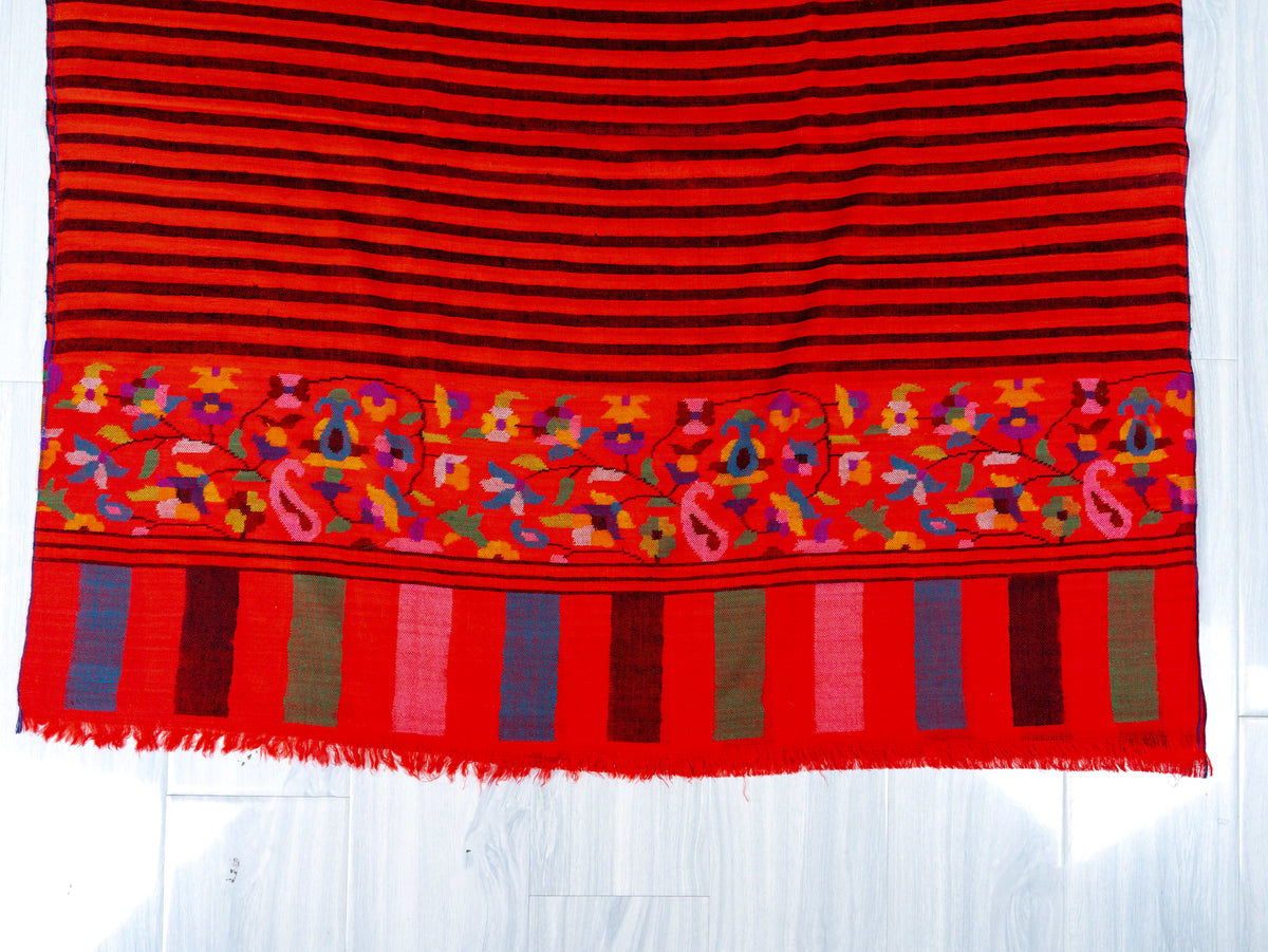 Scarlet Lines Hand Woven Kani Pure Pashmina Shawl