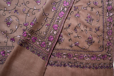 Fiza-e-Gul – Sozni Hand-Embroidered Merino Wool Shawl