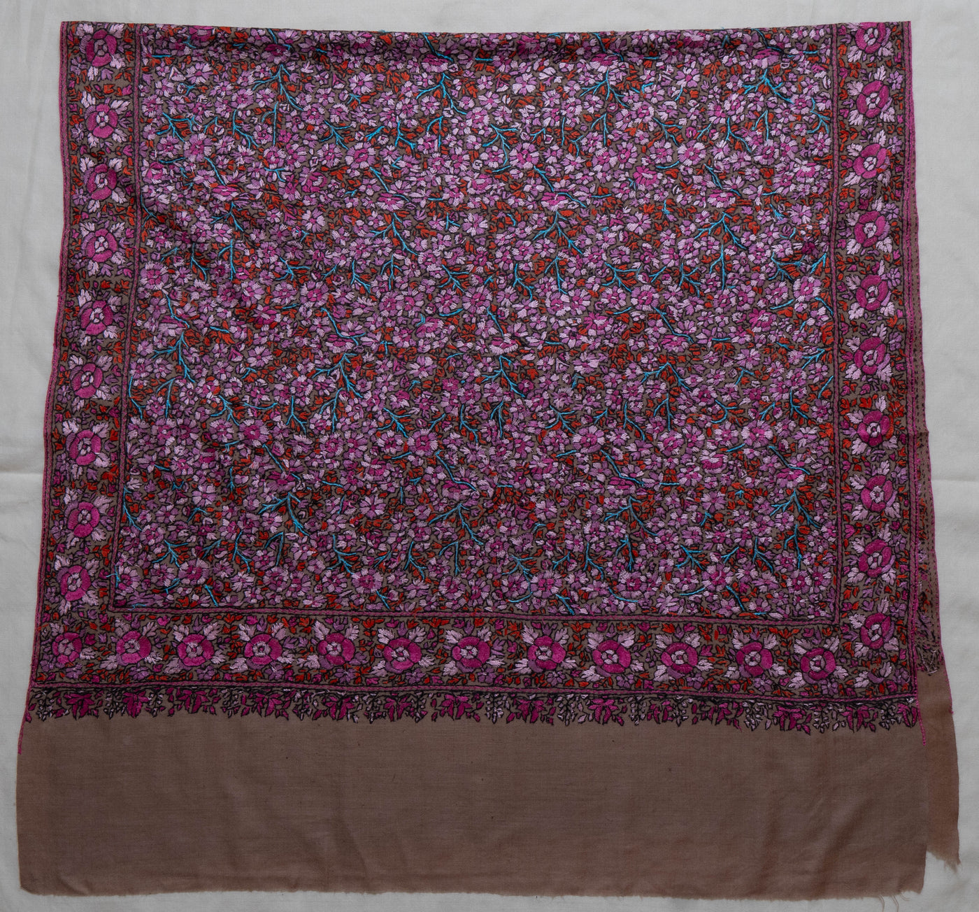 Gulistaan-e-Ishq – Merino Wool Shawl with Hand-Embroidered Sozni Grandeur