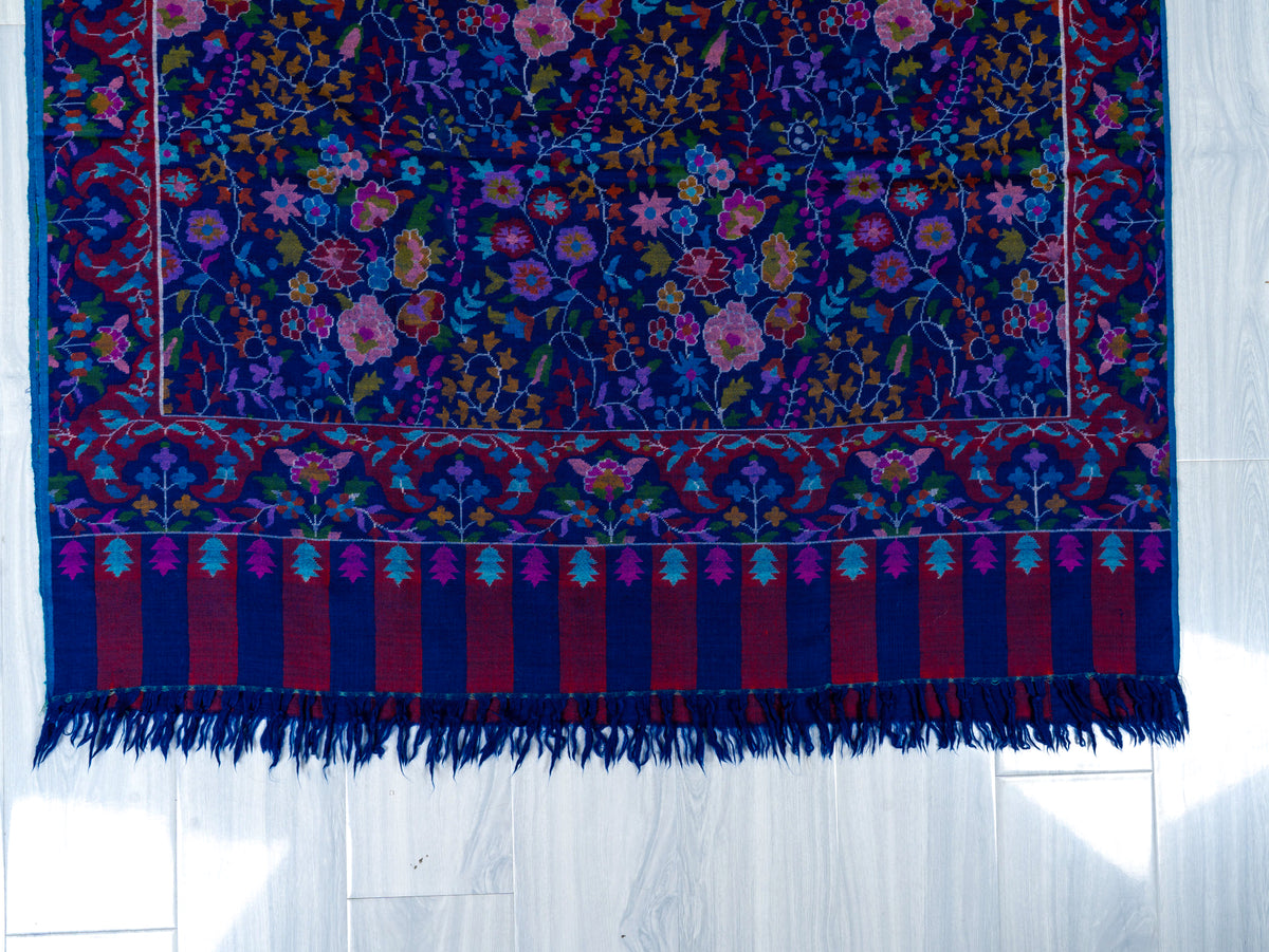 Midnight Orchard Pure Pashmina Hand Woven Kani Shawl