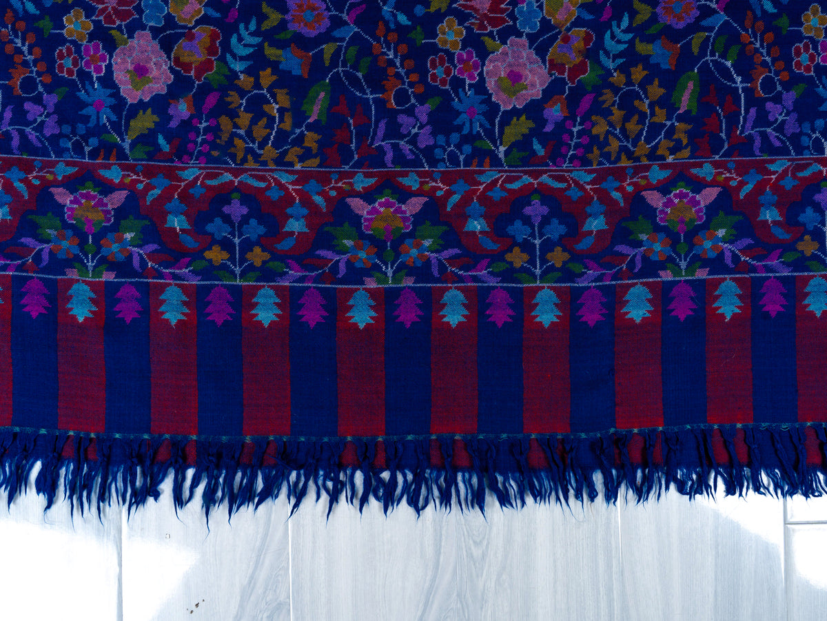 Midnight Orchard Pure Pashmina Hand Woven Kani Shawl