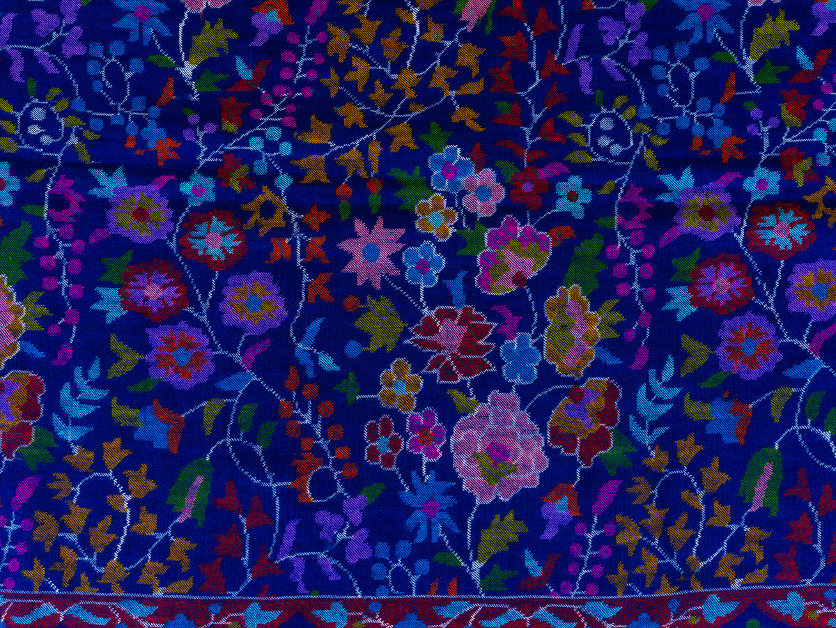 Midnight Orchard Pure Pashmina Hand Woven Kani Shawl