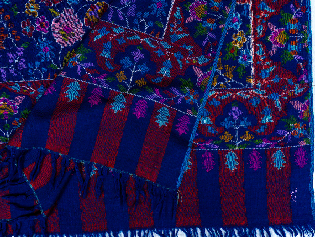 Midnight Orchard Pure Pashmina Hand Woven Kani Shawl