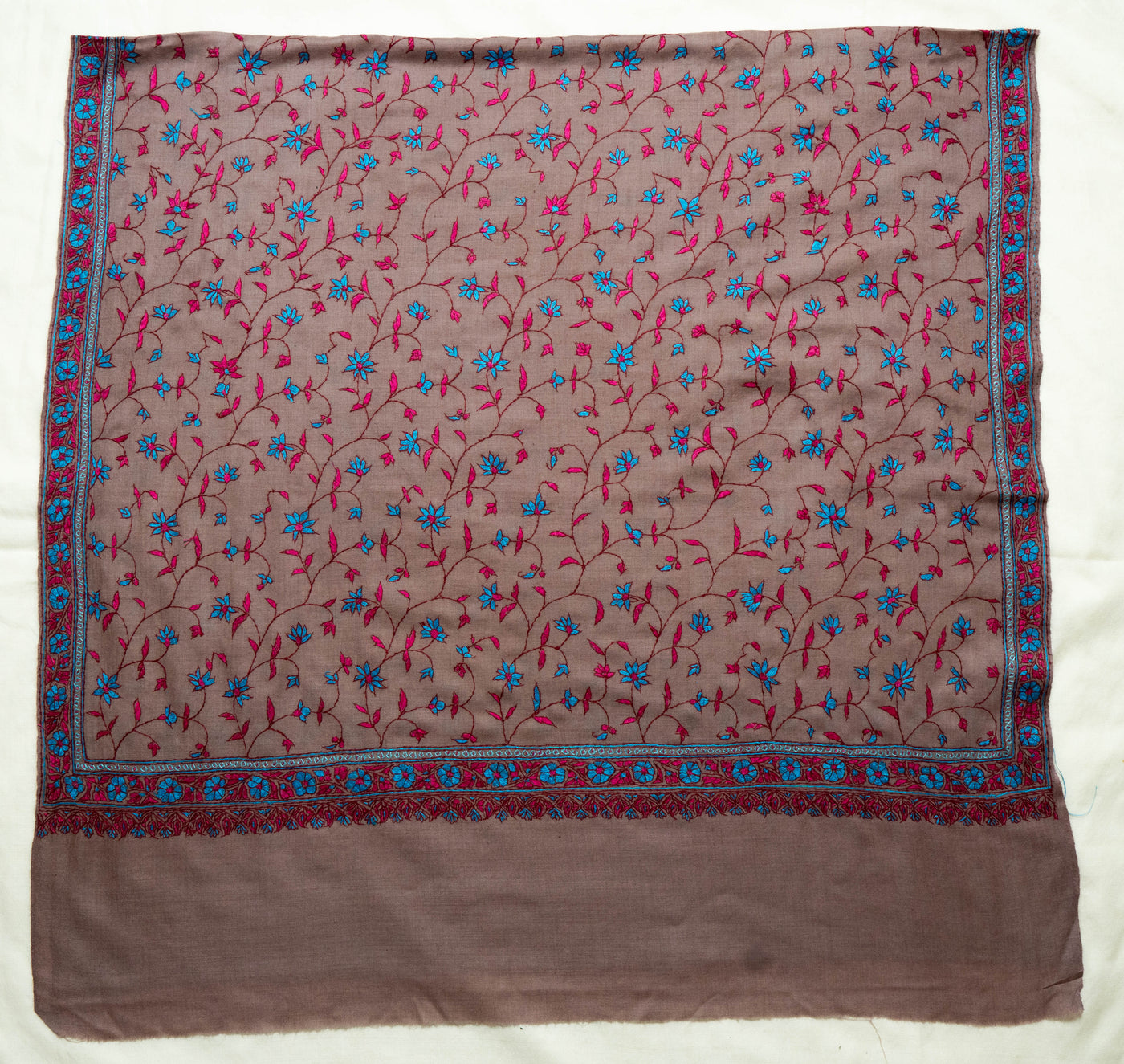 Baagh-e-Naz – Hand-Embroidered Sozni Shawl in Merino Wool