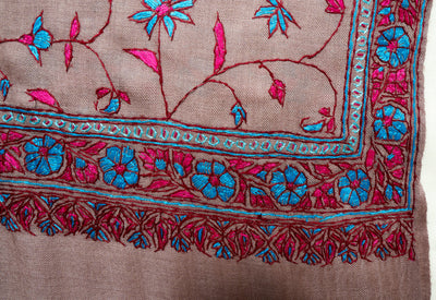 Baagh-e-Naz – Hand-Embroidered Sozni Shawl in Merino Wool