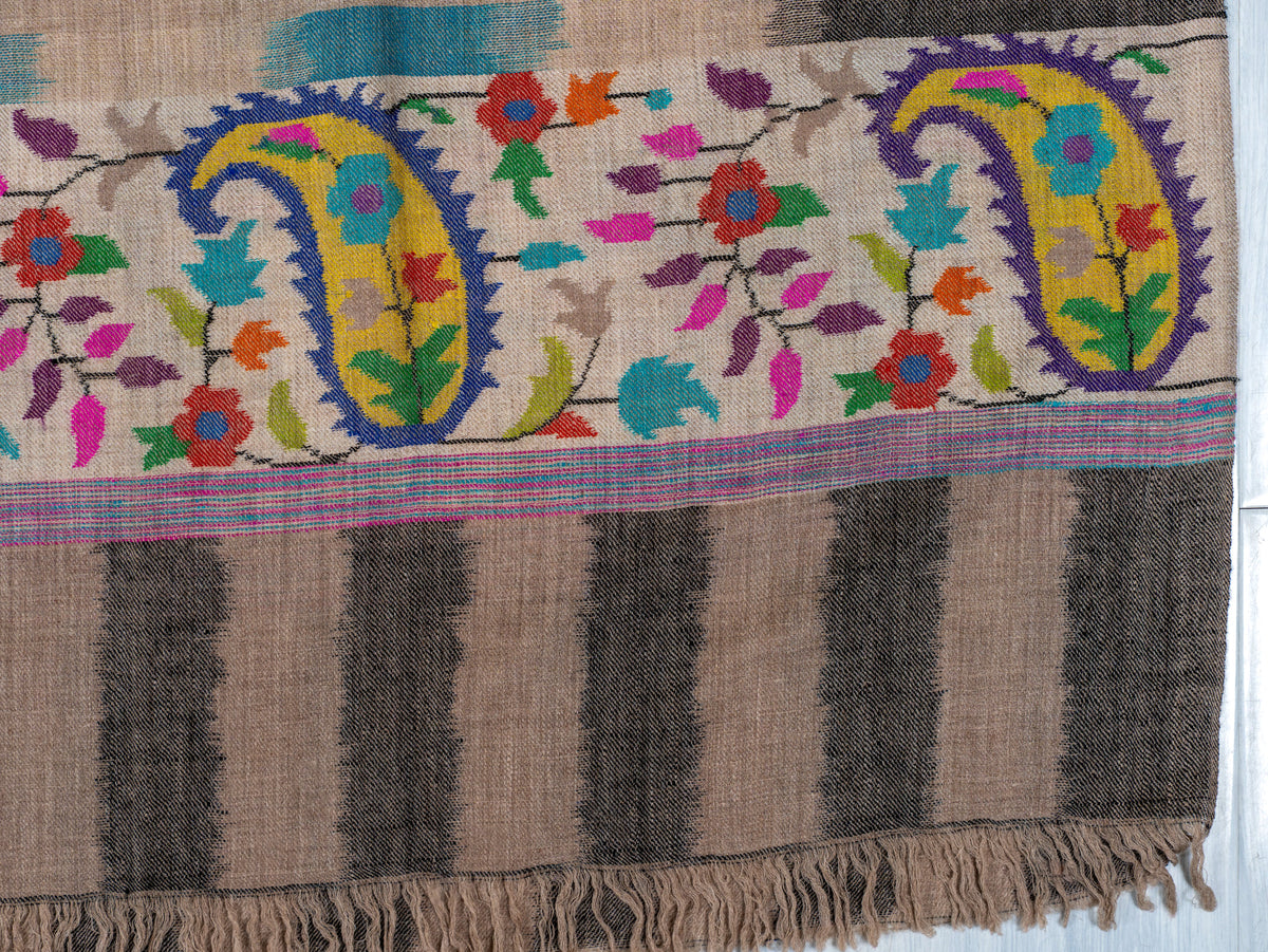 Teal Geometry Hand Woven Kani Pure Pashmina Shawl