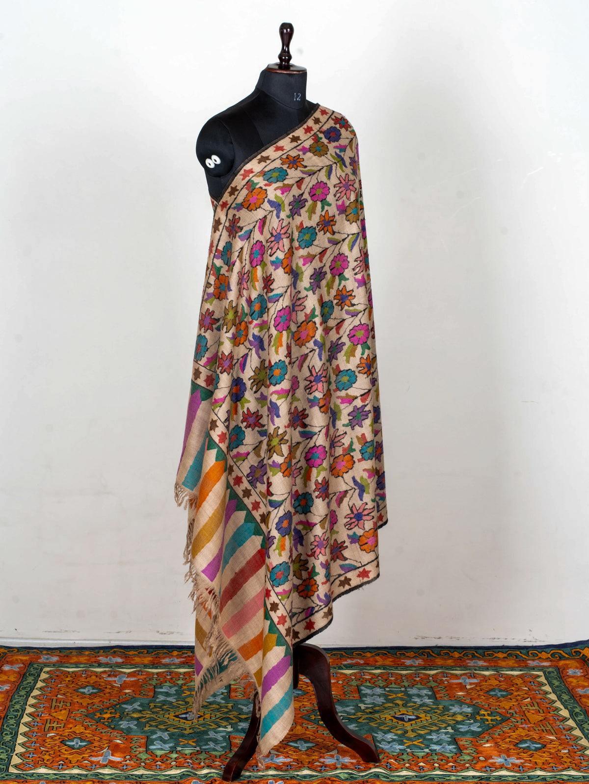 Meadow Mosaic Pure Pashmina Hand Woven Kani Shawl