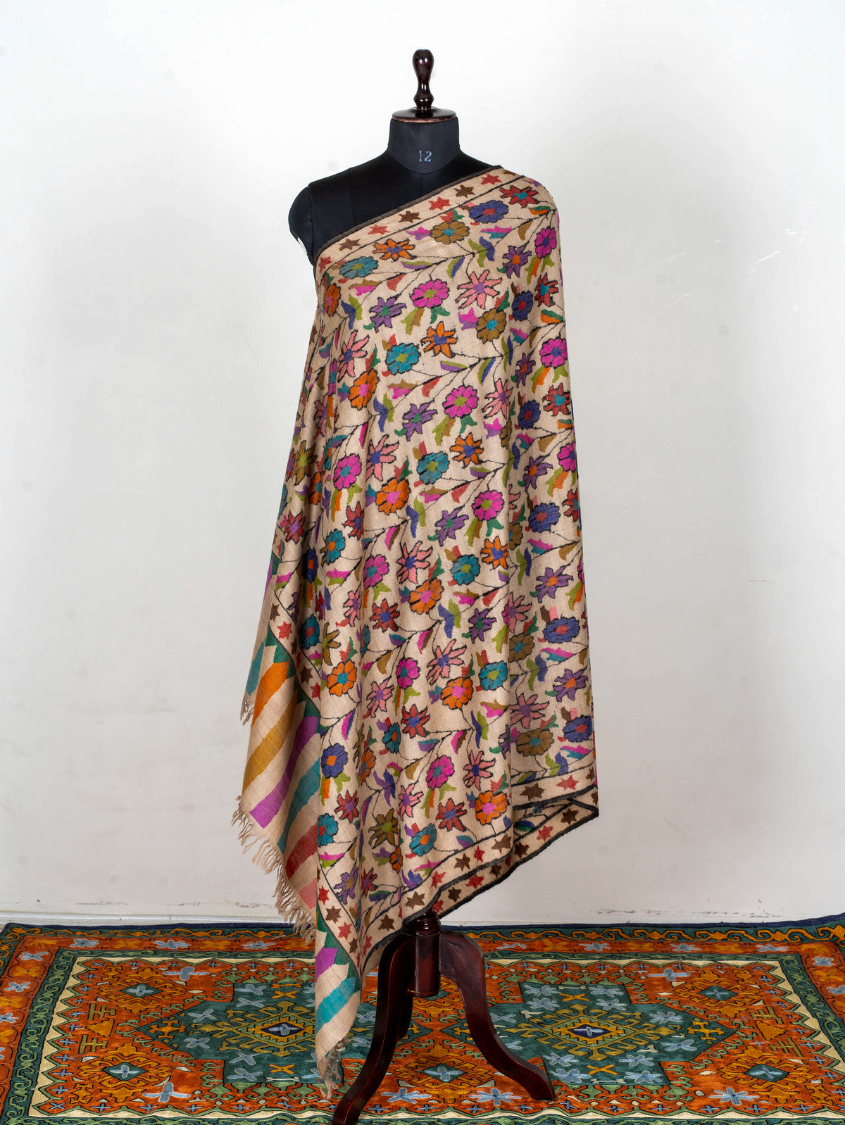 Meadow Mosaic Pure Pashmina Hand Woven Kani Shawl