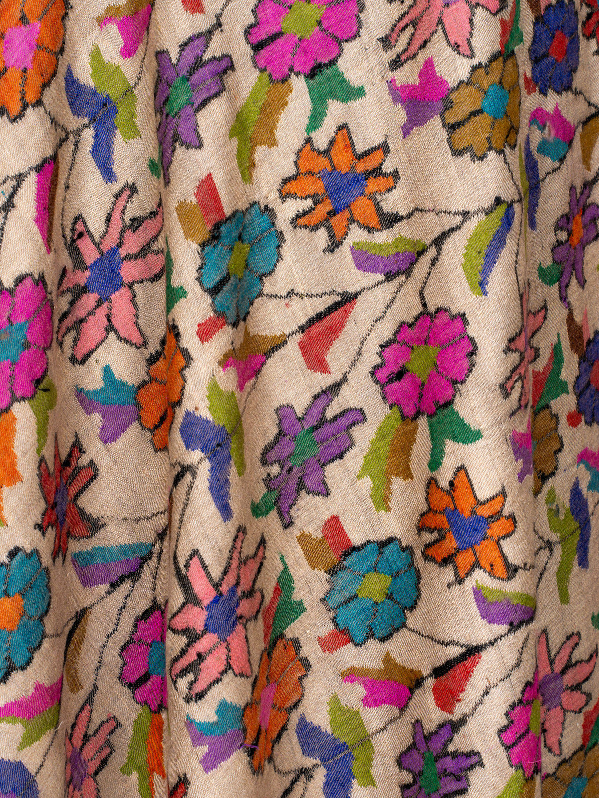 Meadow Mosaic Pure Pashmina Hand Woven Kani Shawl