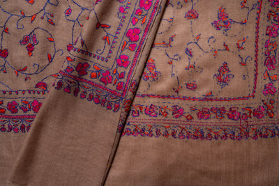 Rang-e-Gul – Sozni Hand-Embroidered Merino Wool Shawl