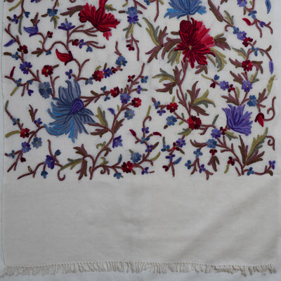 Gulistaan-e-Rang – Merino Wool Scarf with Hand Aari Embroidery