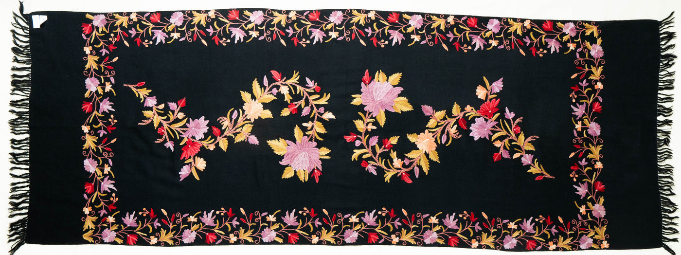 Gul-e-Shaam – Merino Wool Scarf with Hand Aari Embroidery