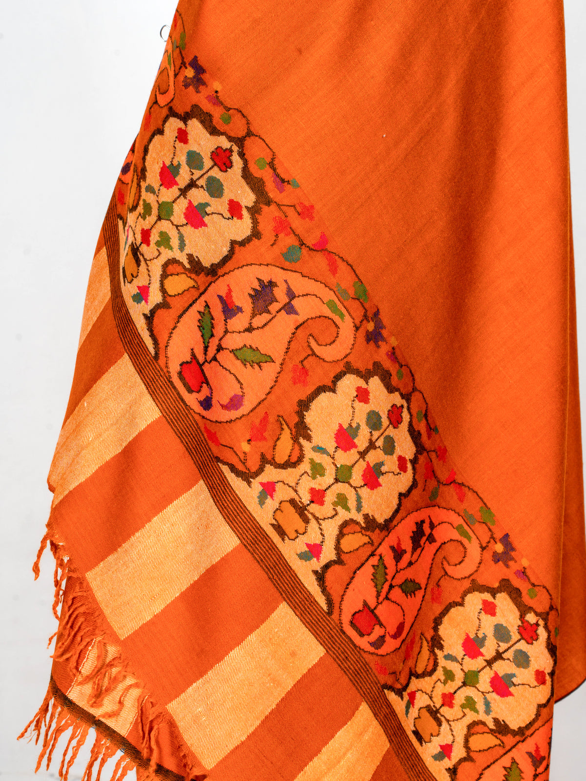 Sunset Flame Pure Pashmina Hand Woven Kani Shawl