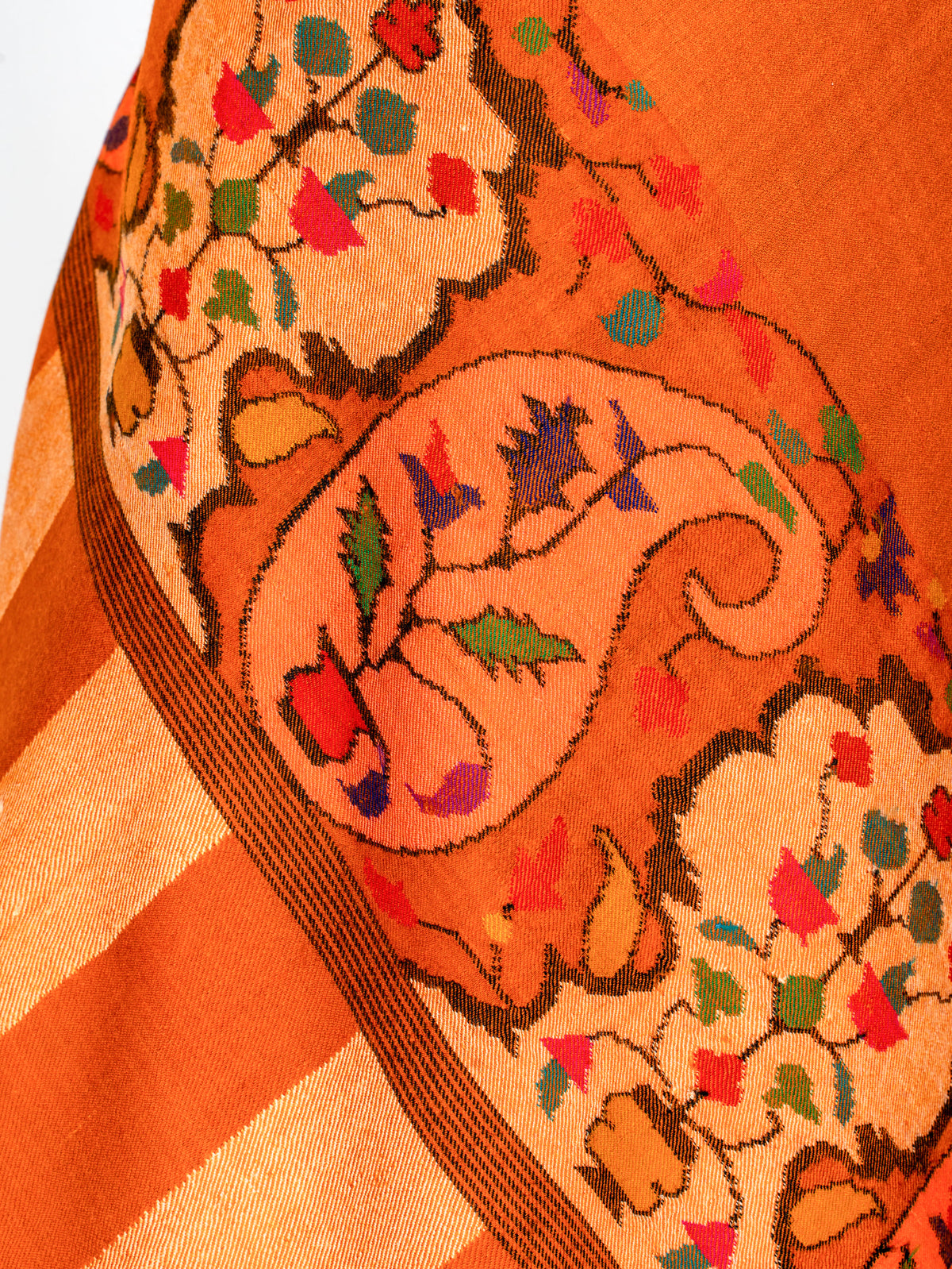 Sunset Flame Pure Pashmina Hand Woven Kani Shawl