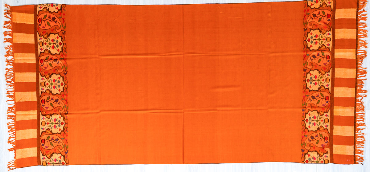 Sunset Flame Pure Pashmina Hand Woven Kani Shawl