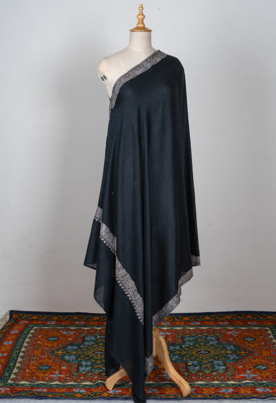 2.5 Yards | Siyah Hasrat — Sozni Hand-Embroidered Shawl in Midnight Black