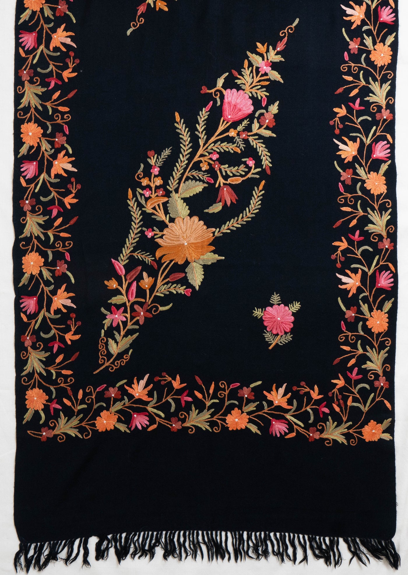 Shaam-e-Gul – Merino Wool Scarf with Hand Aari Embroidery