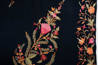 Shaam-e-Gul – Merino Wool Scarf with Hand Aari Embroidery