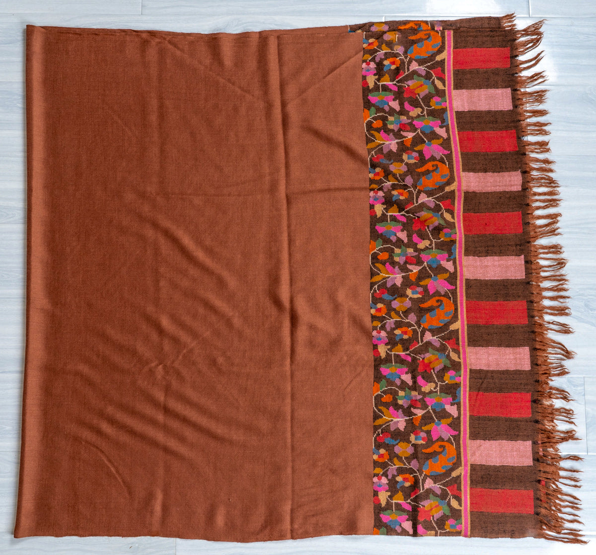 Cinnamon Grace Pure Pashmina Hand Woven Kani Shawl