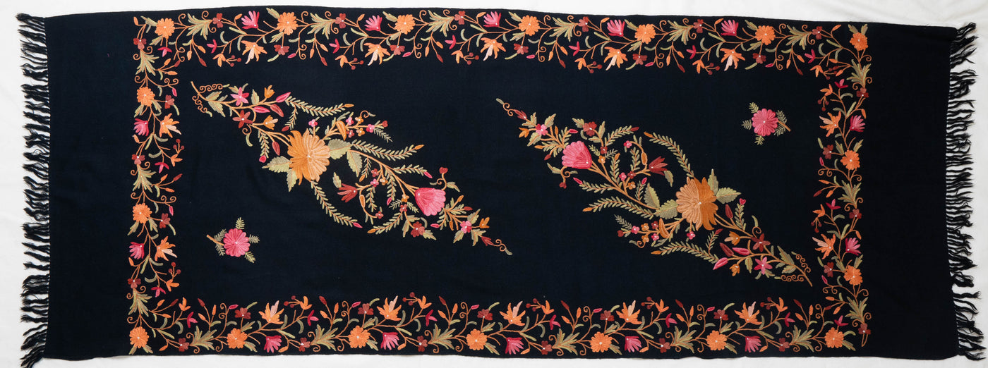 Shaam-e-Gul – Merino Wool Scarf with Hand Aari Embroidery