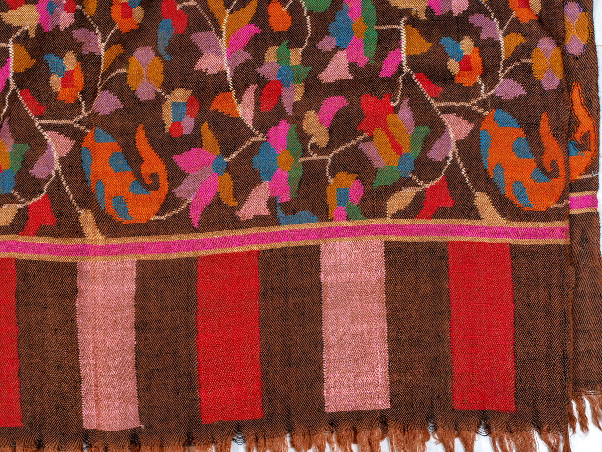 Cinnamon Grace Pure Pashmina Hand Woven Kani Shawl