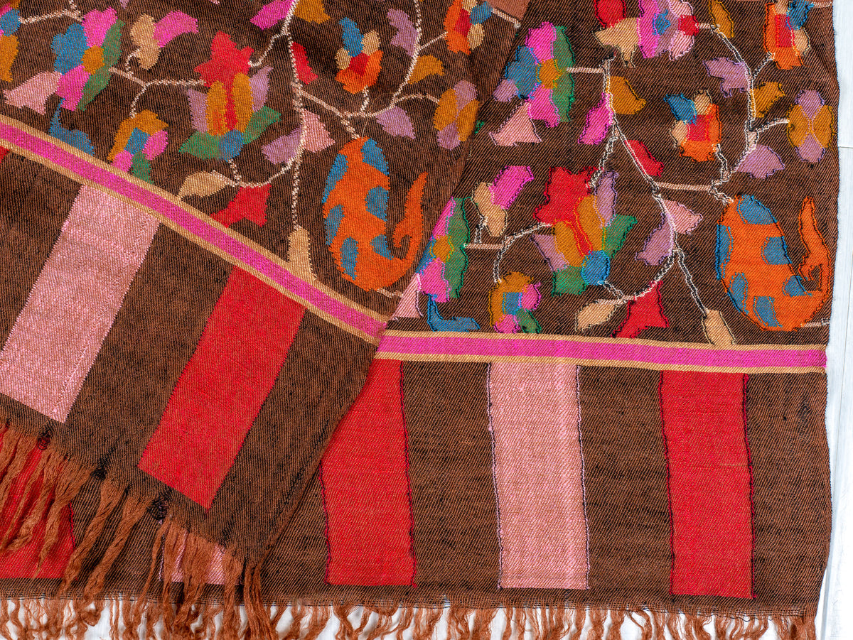 Cinnamon Grace Pure Pashmina Hand Woven Kani Shawl
