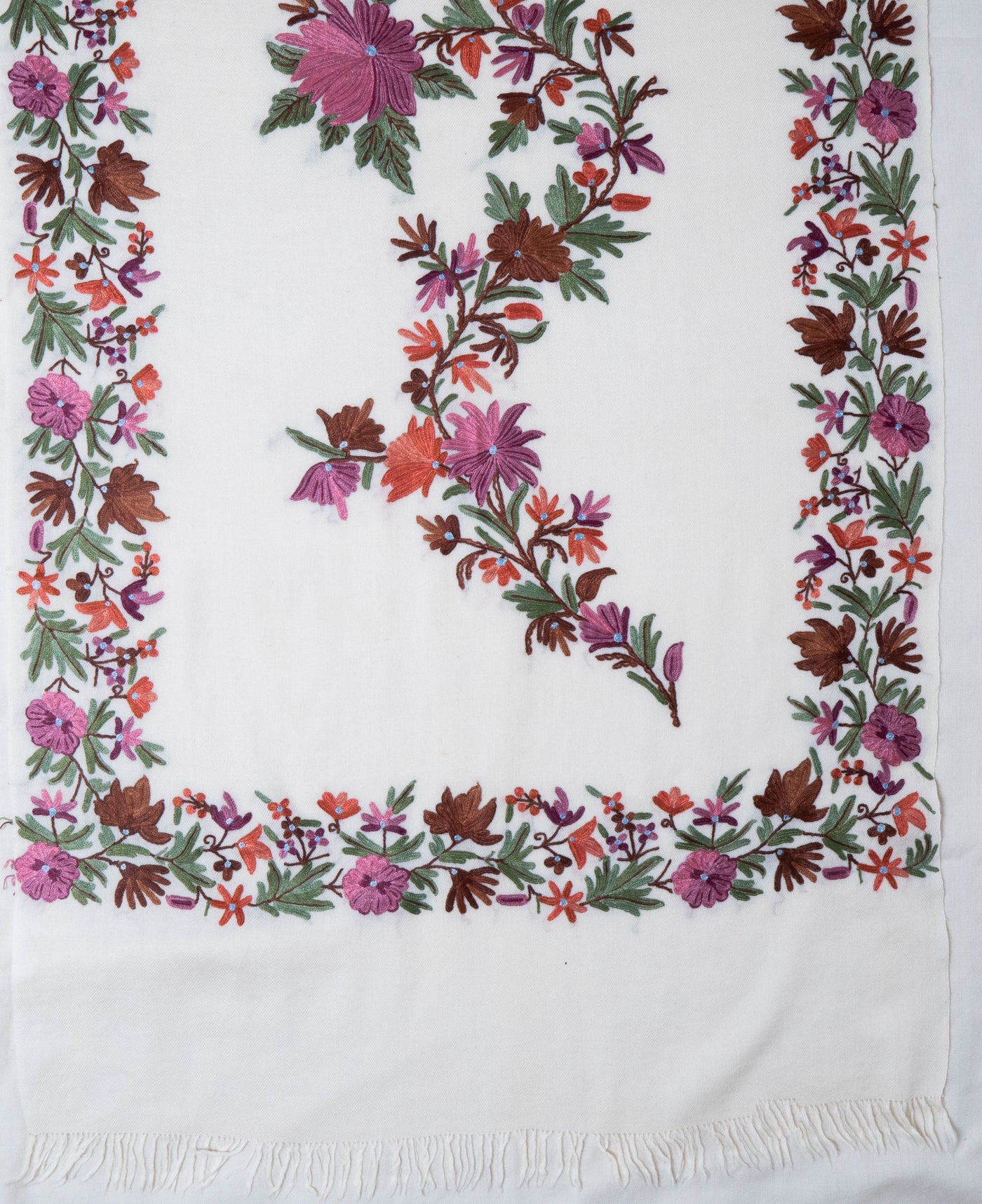 Chandni Baagh – Merino Wool Scarf with Hand Aari Embroidery