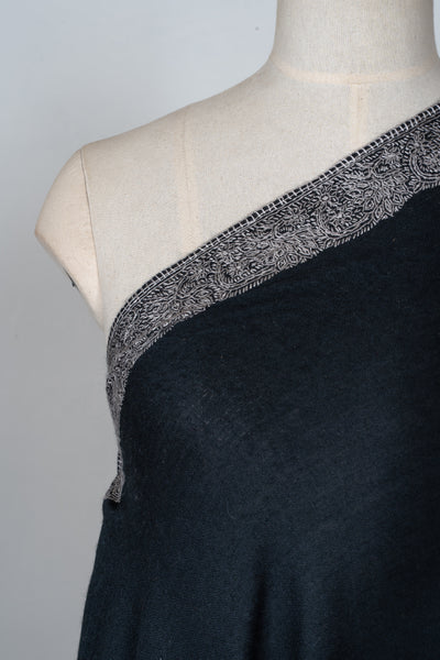 2.5 Yards | Siyah Hasrat — Sozni Hand-Embroidered Shawl in Midnight Black