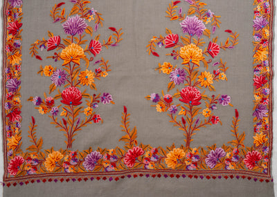 Gul-e-Sahar – Merino Wool Scarf with Hand Aari Embroidery