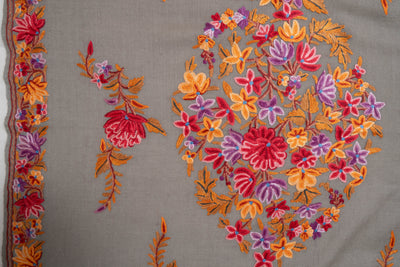 Gul-e-Sahar – Merino Wool Scarf with Hand Aari Embroidery