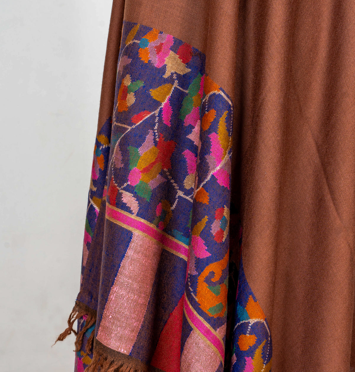 Cocoa Bloom Pure Pashmina Hand Woven Kani Shawl