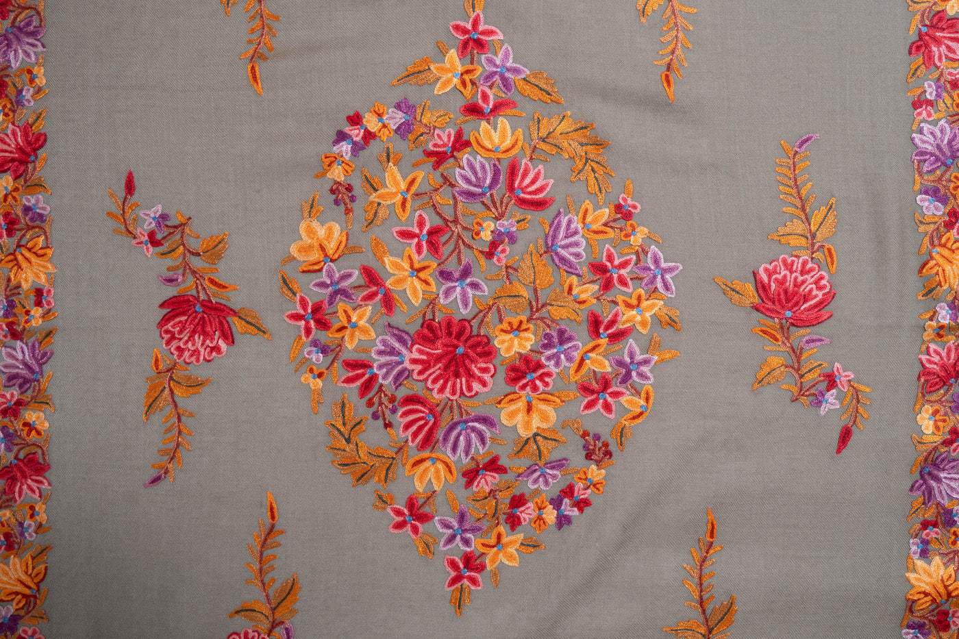 Gul-e-Sahar – Merino Wool Scarf with Hand Aari Embroidery