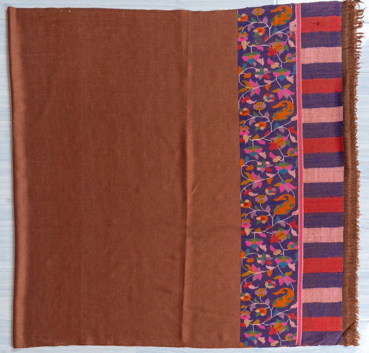 Cocoa Bloom Pure Pashmina Hand Woven Kani Shawl