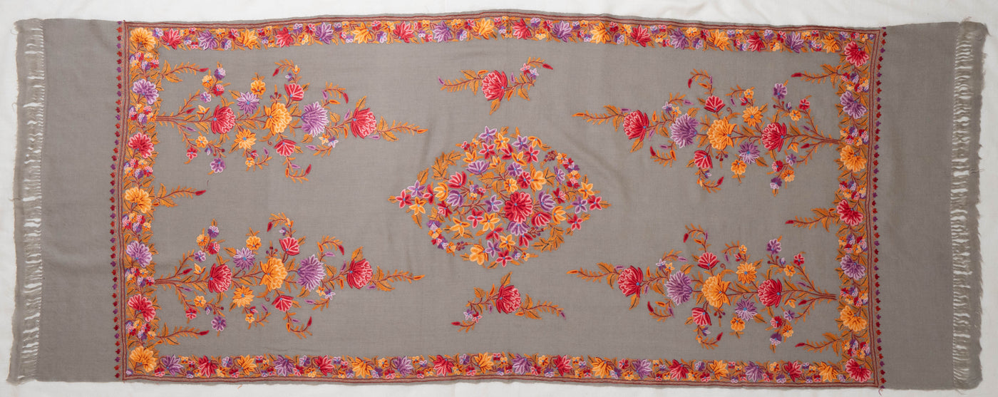 Gul-e-Sahar – Merino Wool Scarf with Hand Aari Embroidery