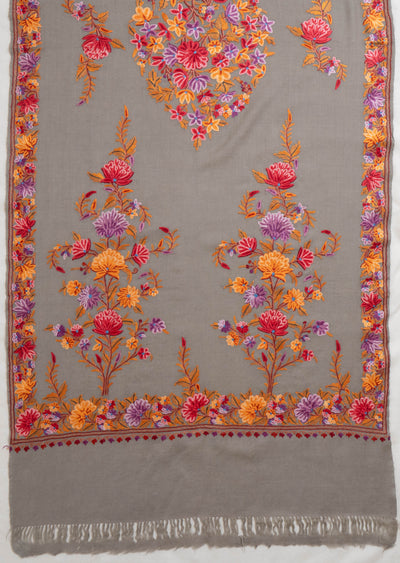 Gul-e-Sahar – Merino Wool Scarf with Hand Aari Embroidery