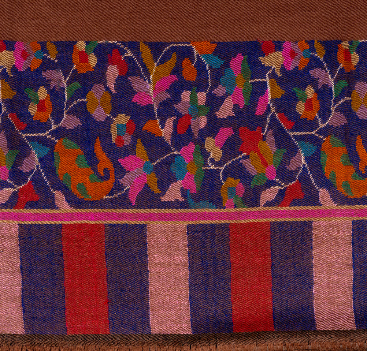 Cocoa Bloom Pure Pashmina Hand Woven Kani Shawl