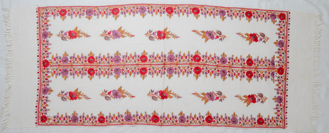 Gulshan-e-Itr – Hand Aari Embroidered Merino Wool Scarf