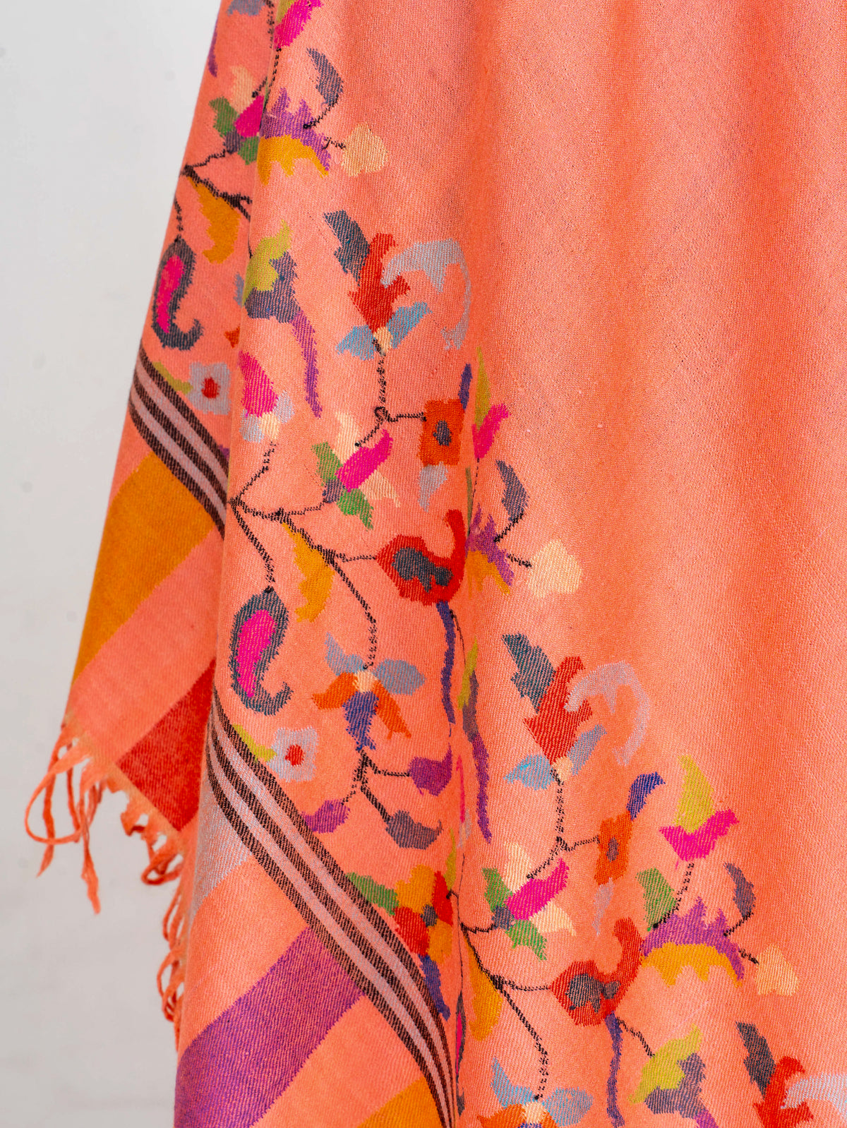 Coral Garden Hand Woven Kani Pure Pashmina Shawl