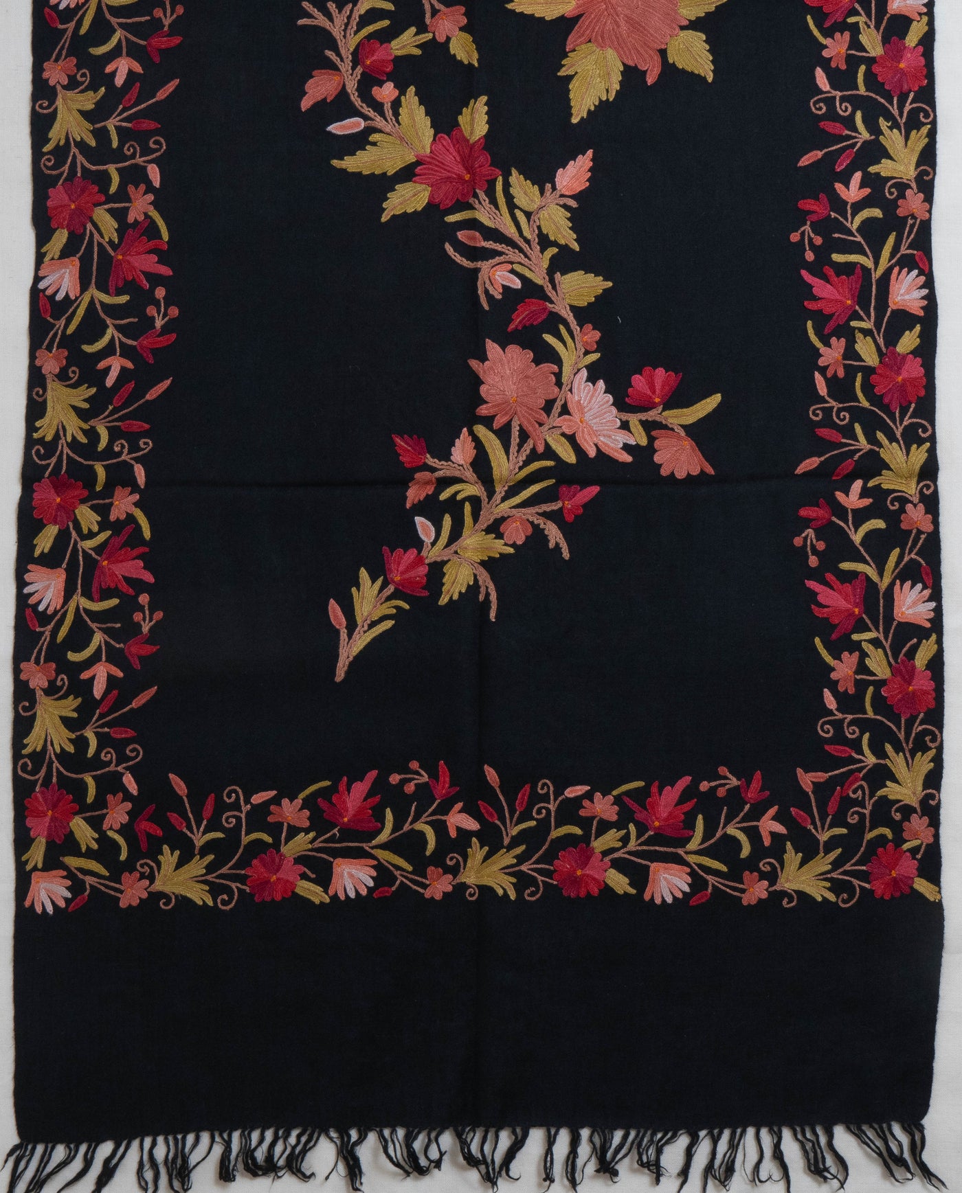 Surkh Chaandni – Hand Aari Embroidered Merino Wool Scarf