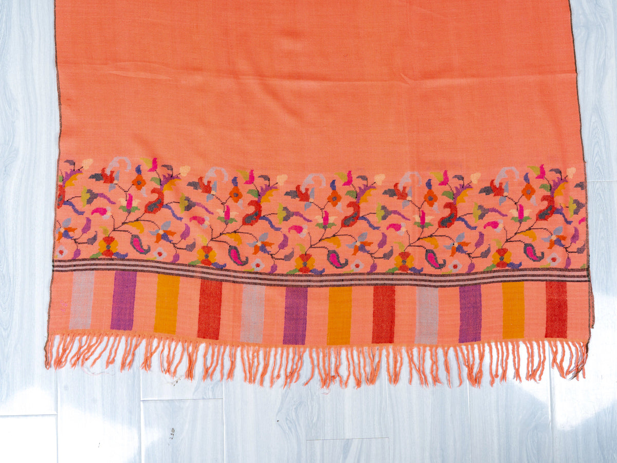 Coral Garden Hand Woven Kani Pure Pashmina Shawl