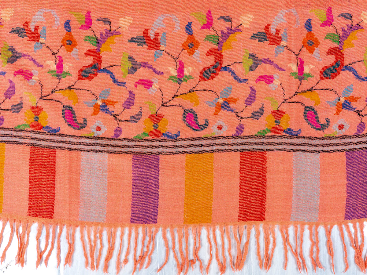Coral Garden Hand Woven Kani Pure Pashmina Shawl