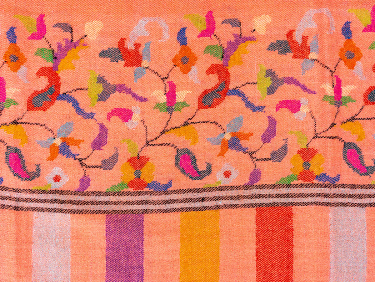 Coral Garden Hand Woven Kani Pure Pashmina Shawl