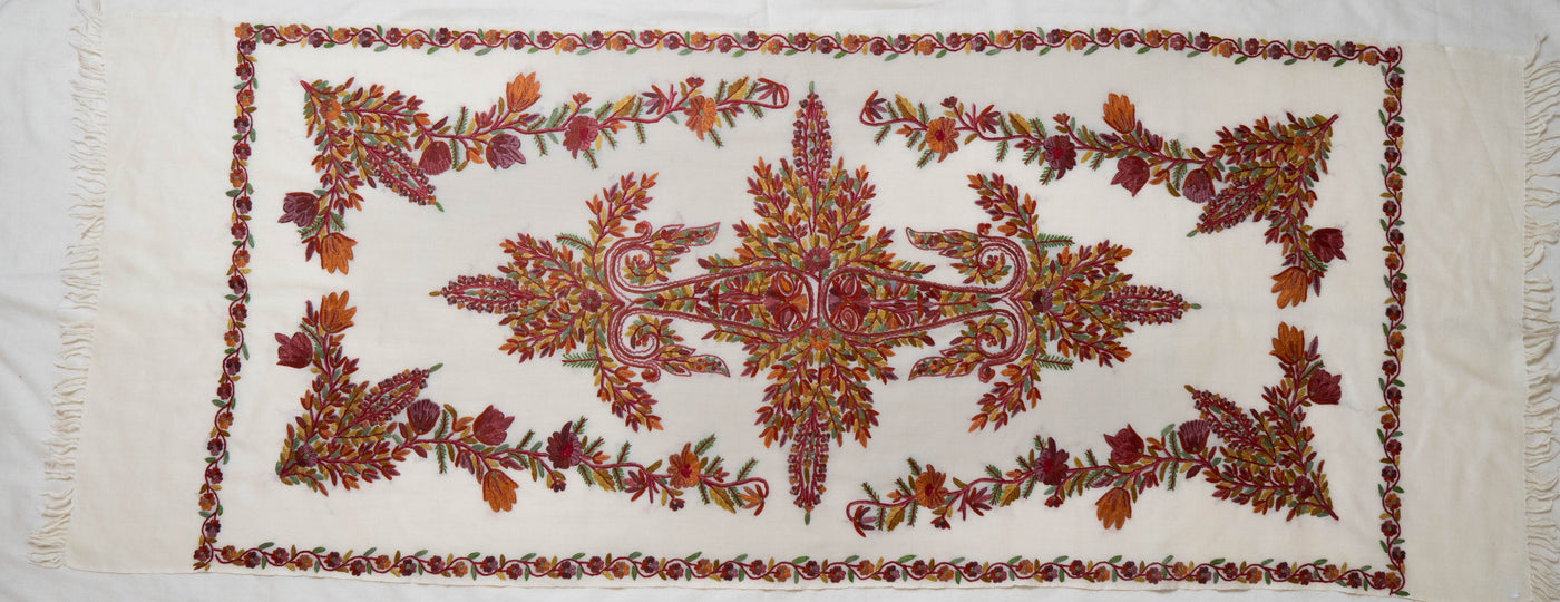 Bahaar-e-Zar – Hand Aari Embroidered Merino Wool Scarf