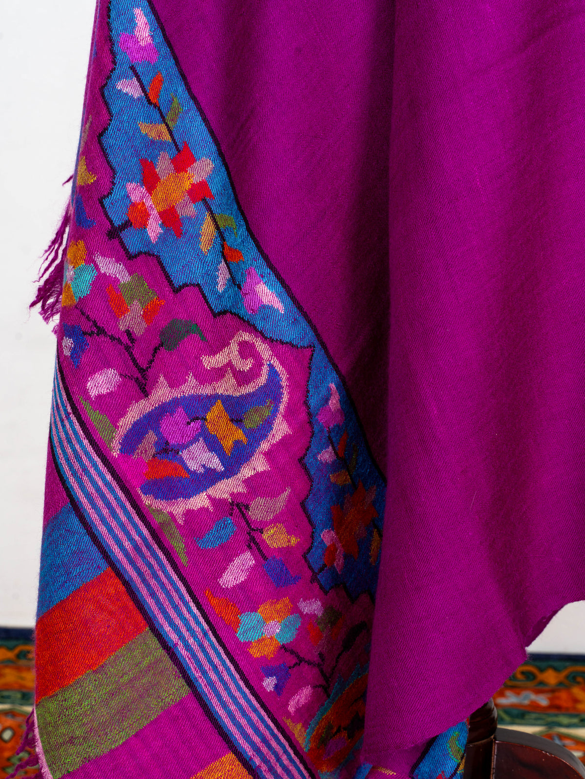 Jewel Magenta Pure Pashmina Hand Woven Kani Shawl